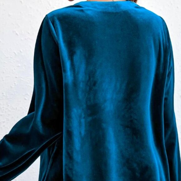 Peacock Blue Velvet Tunic - Picture 4 of 8